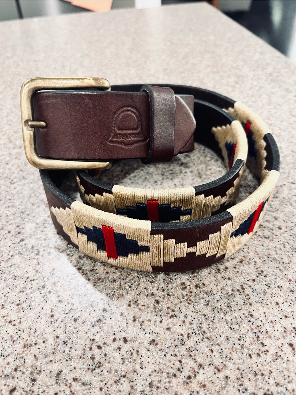 Handwoven Argentine Polo Leather Belt Geometric Pampa Diamonds Unisex